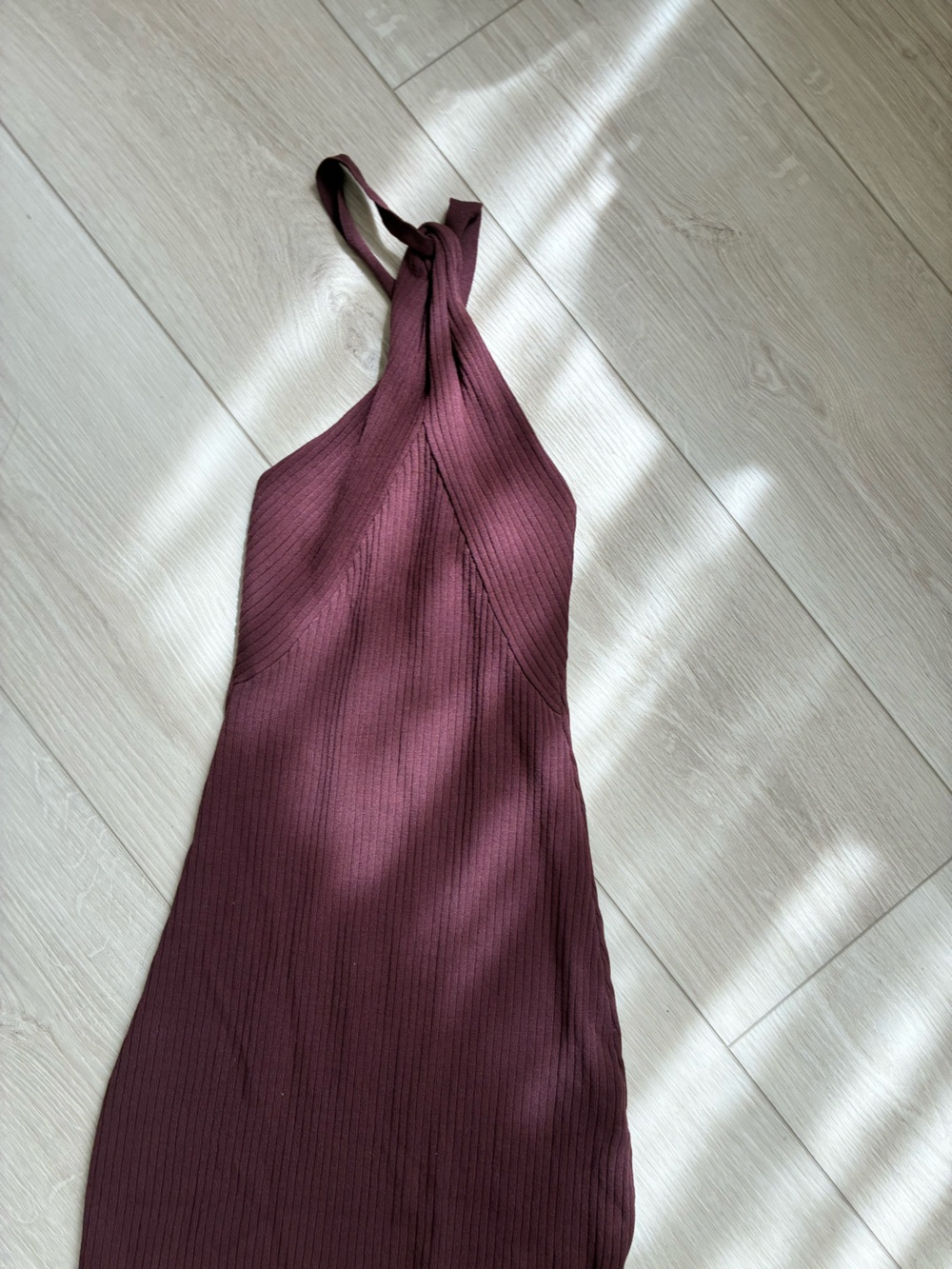 Brown meshki halter ribbed dress